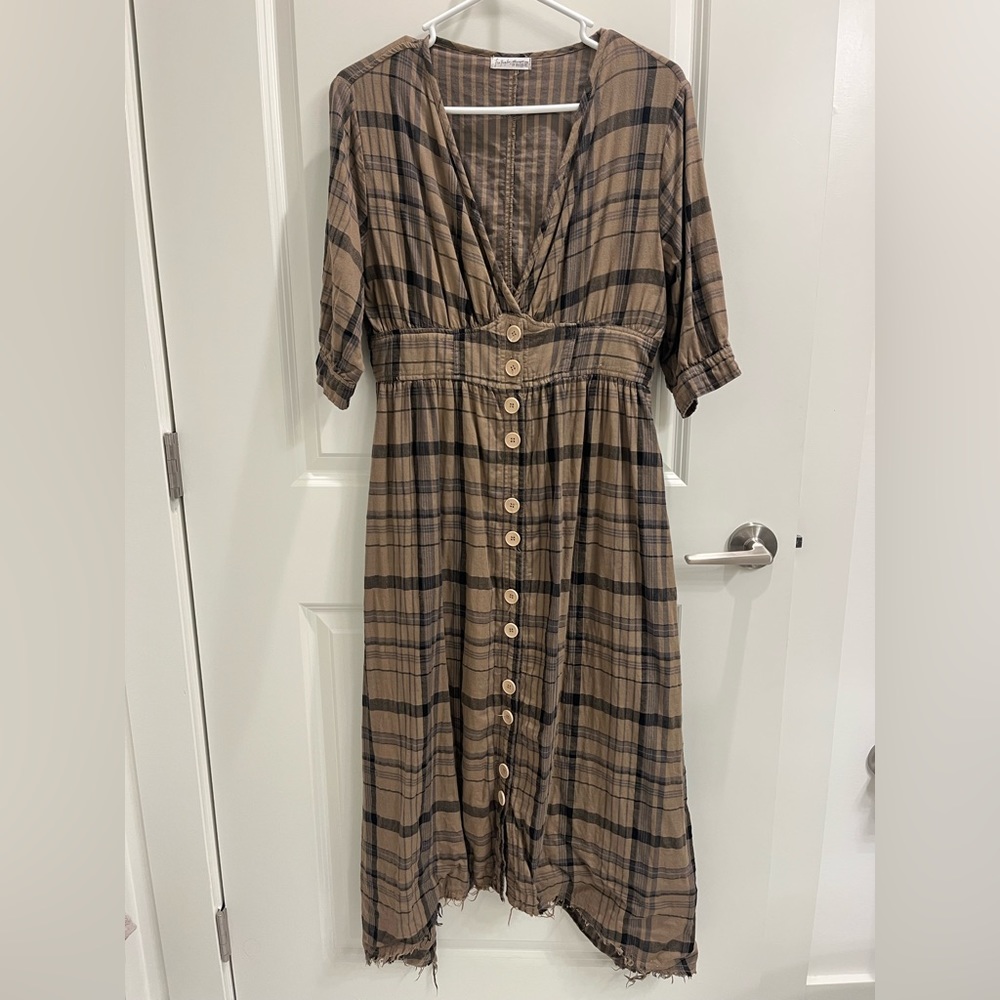 Free People Cp Shades Women's Laura Plaid Midi Dress